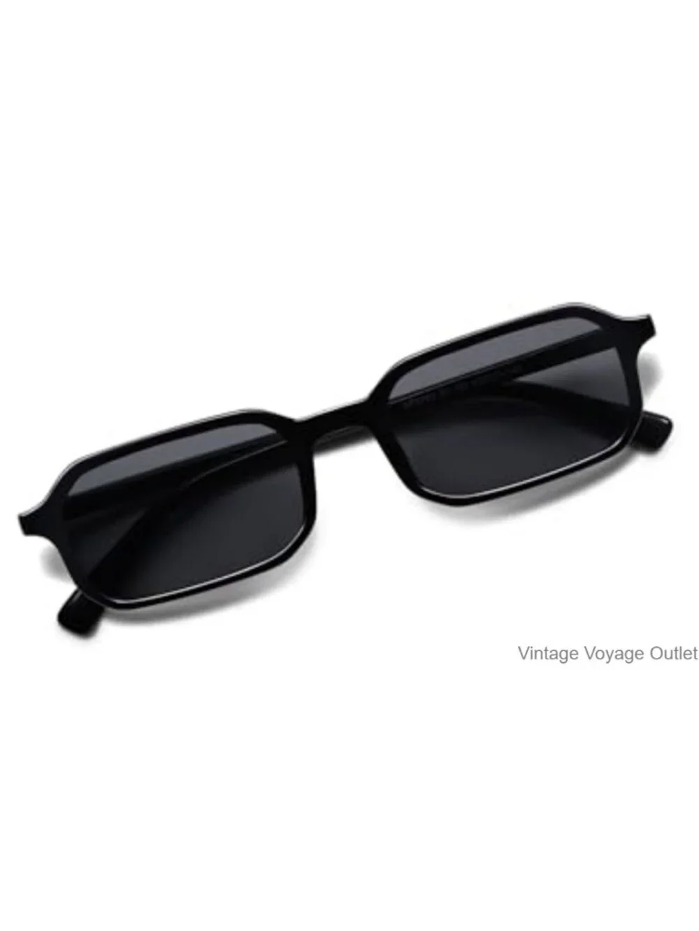 Retro Slim Rectangle Sunglasses Narrow 90s Y2K Thin Frame for Men Women